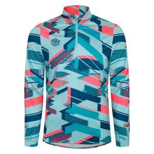 Umbro Mens Premier Graphic Print Warm Up Midlayer / Blue/Pink